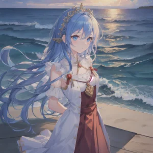 海畔王女：浪影中的静谧凝望