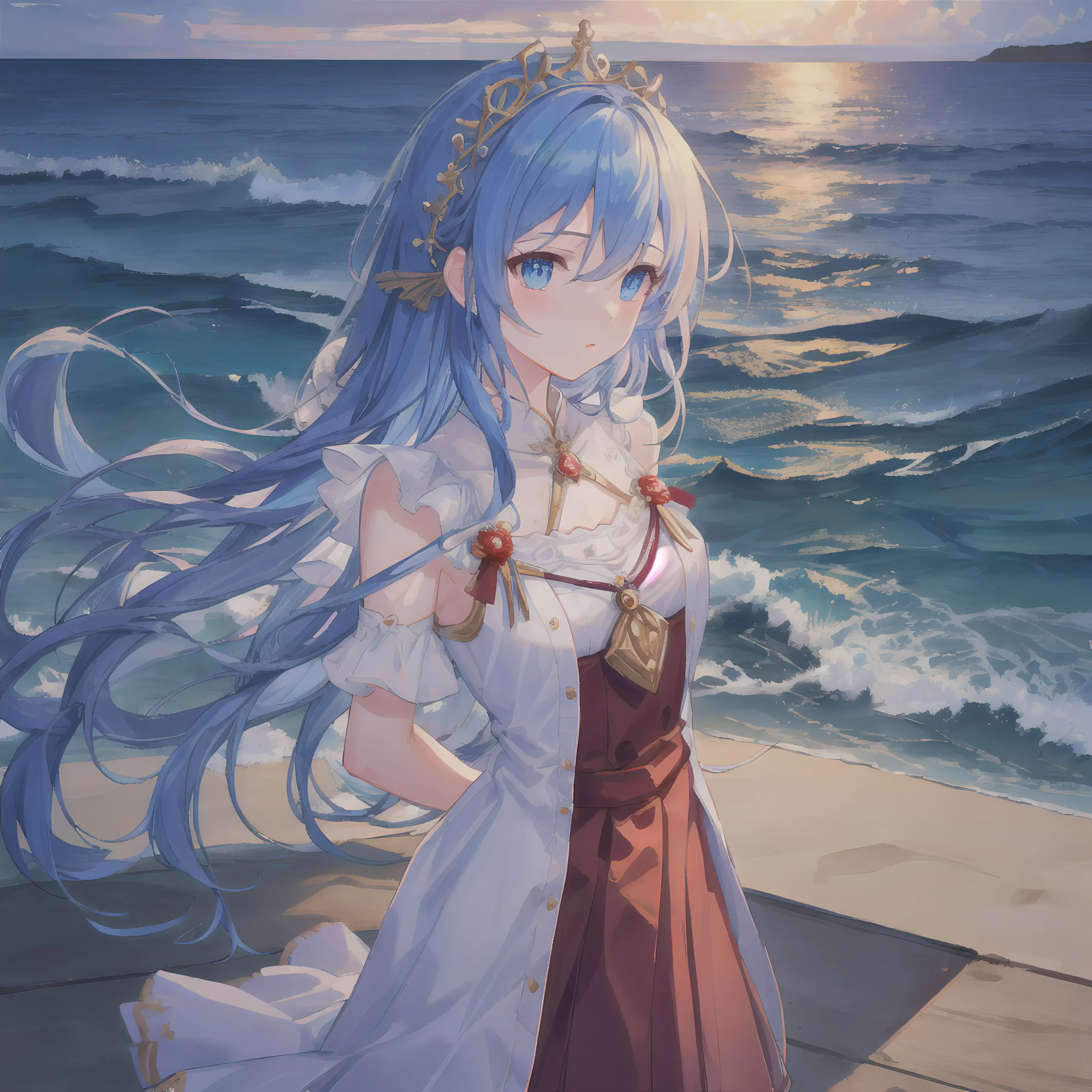 海畔王女：浪影中的静谧凝望缩略图