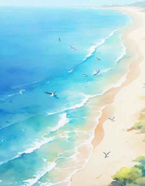 系列-宁静海滩的梦幻水彩画_小插图插图13