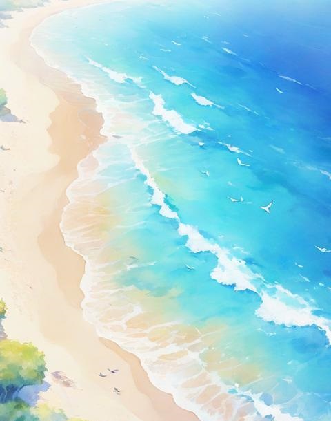 系列-宁静海滩的梦幻水彩画_小插图插图12