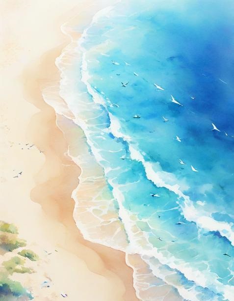 系列-宁静海滩的梦幻水彩画_小插图插图5