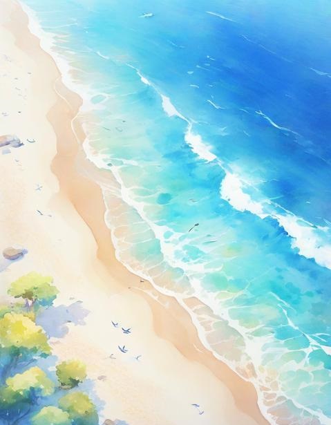 系列-宁静海滩的梦幻水彩画_小插图插图3